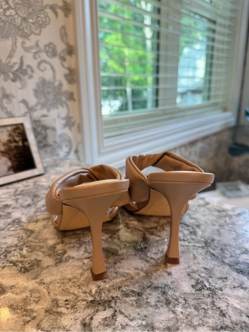 Nine West Women's Beige Twist Strap Slide Mules